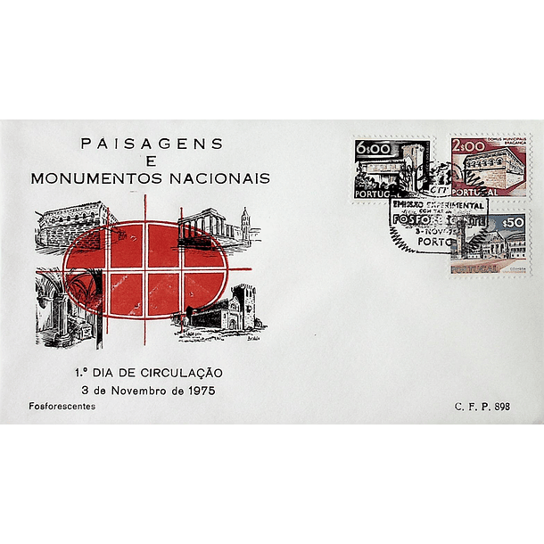 1975 FDC Emissão Base - Paisagens e Monumentos (Fosforescentes)