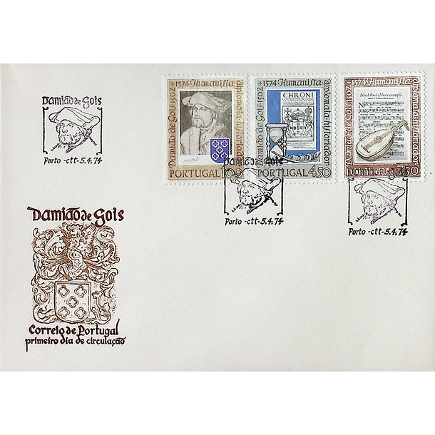 1974 FDC 4º Centenário da Morte de Damião de Góis (1502-1574)