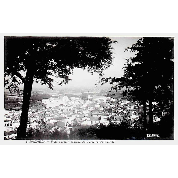 1940's Bilhete Postal de Palmela. Vista parcial tomada do Terreiro do Castelo