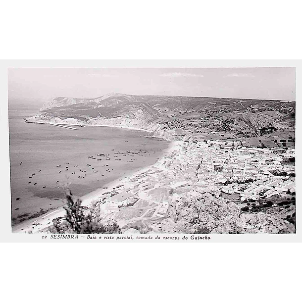 1950's Bilhete Postal de Sesimbra. Baía e vista parcial