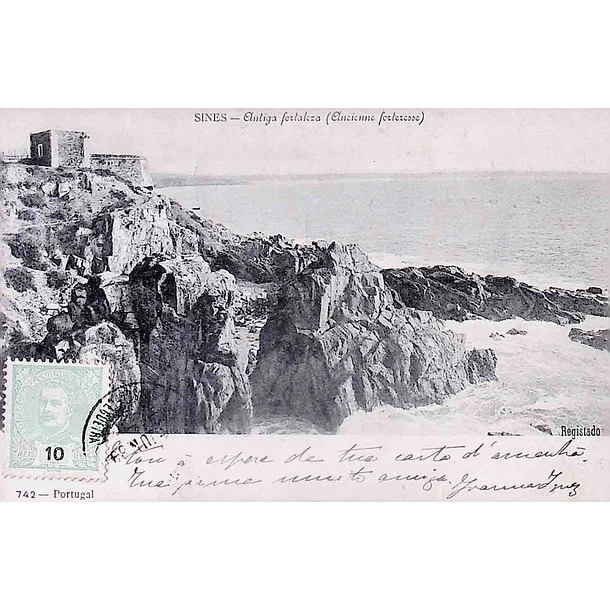 1904 Bilhete Postal de Sines. Antiga Fortaleza