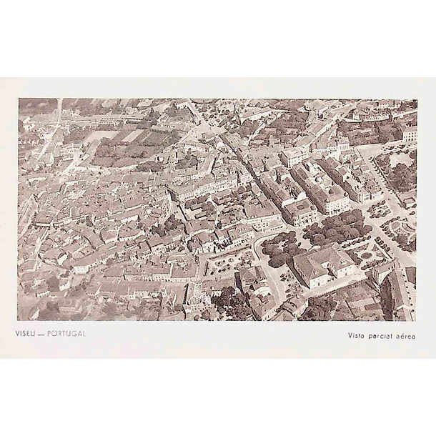 1950's Bilhete Postal de Viseu. Vista Parcial Aérea