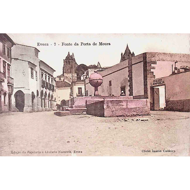 1920's Bilhete Postal de Évora. Fonte da Porta de Moura