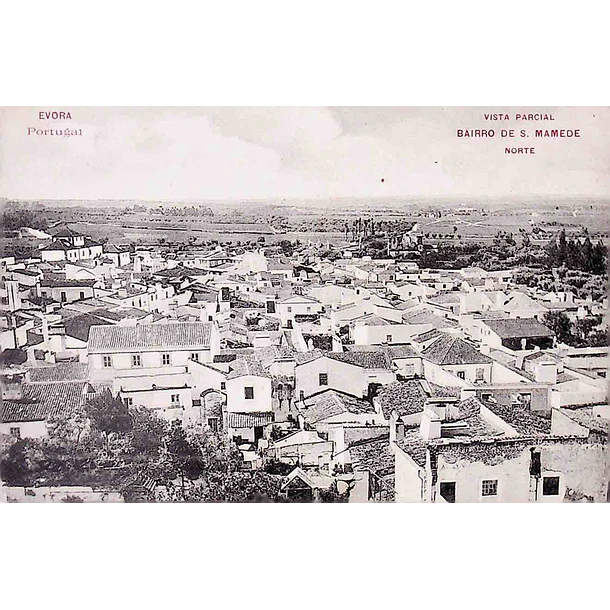 1910 Bilhete Postal de Évora. Vista Parcial. Bairro de S. Mamede
