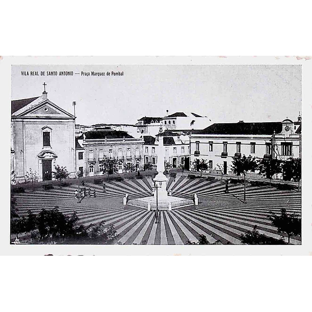1930's Bilhete Postal de Vila Real de Santo António. Praça Marquês de Pombal