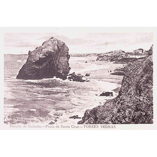 1925 Bilhete Postal da Praia de Santa Cruz. Penedo do Guincho