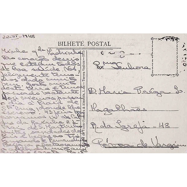 1925 Bilhete Postal de Torres Vedras. Pórtico da Igreja de S. Pedro