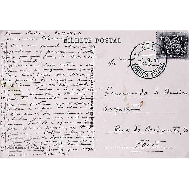 1940's Bilhete Postal de Torres Vedras. Aqueduto das Águas - Estrada dos Cucos 2