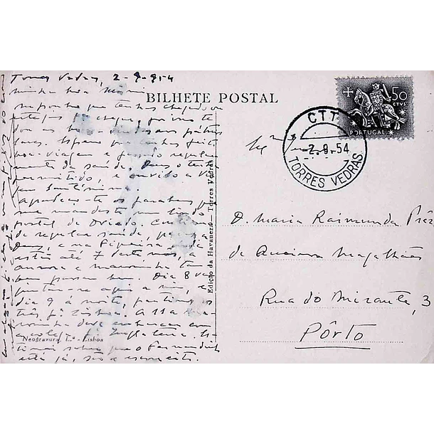 1940's Bilhete Postal de Torres Vedras. Castelo e Rio Sizandro 2