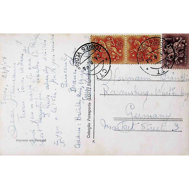 1950's Bilhete Postal da Praia de Santa Cruz. Penedo do Guincho e Praia