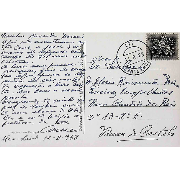 1950's Bilhete Postal da Praia de Santa Cruz. Penedo do Guincho