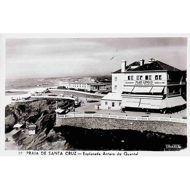 1950's Bilhete Postal da Praia de Santa Cruz. Esplanada Antero do Quental