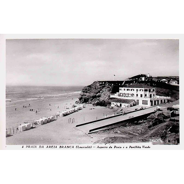 1950's Bilhete Postal da Praia da Areia Branca. Aspecto da Praia
