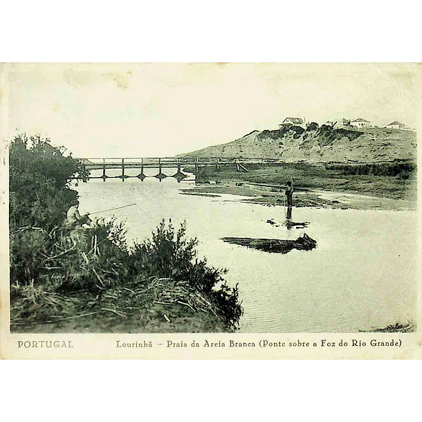 1940's Bilhete Postal da Praia da Areia Branca. Ponte sobre a Foz do Rio Grande