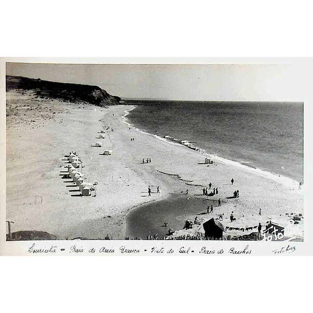 1950's Bilhete Postal da Praia da Areia Branca. Vista do Sul. Praia de Banhos