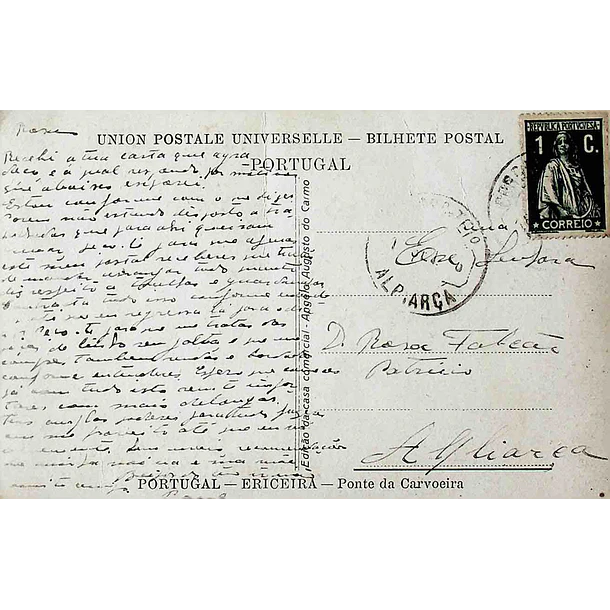1910's Bilhete Postal da Ericeira. Ponte da Carvoeira