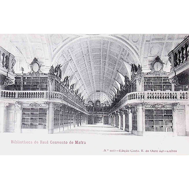 1906 Bilhete Postal de Mafra. Biblioteca do Convento