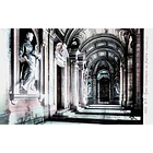 1902 Bilhete Postal de Mafra. Vestíbulo do Convento 1