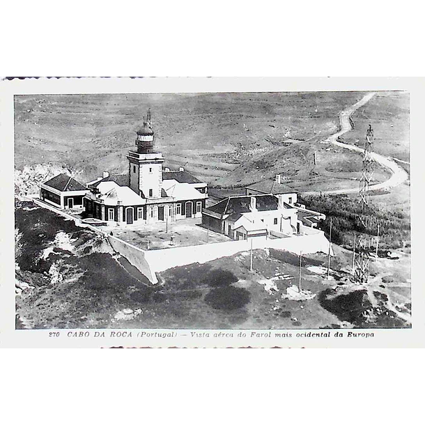 1950's Bilhete Postal do Cabo da Roca. Vista Aérea do Farol