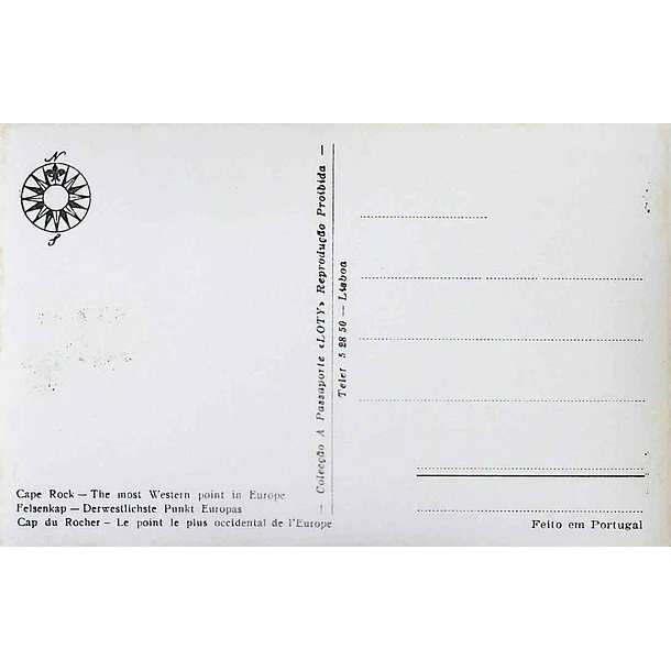 1950's Bilhete Postal do Cabo da Roca. Vista Aérea do Farol