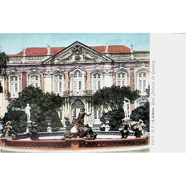 1902 Bilhete Postal de Queluz. Real Palácio