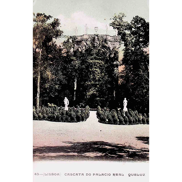 1900's Bilhete Postal de Queluz. Cascata do Palácio Real