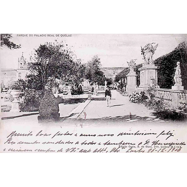 1902 Bilhete Postal de Queluz. Parque do Palácio Real