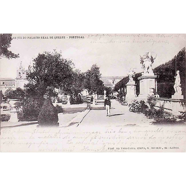 1902 Bilhete Postal de Queluz. Parque do Palácio Real