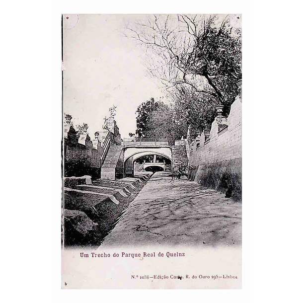 1907 Bilhete Postal de Queluz. Um trecho do Parque Real