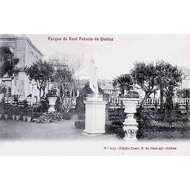 1907 Bilhete Postal de Queluz. Parque do Palácio Real