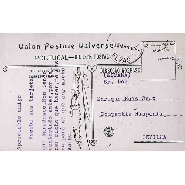 1904 Bilhete Postal de Queluz. Igreja do Paço