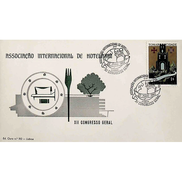 1962 Carimbo Comemorativo do 11º Congresso Geral da Associação Internacional de Hotelaria