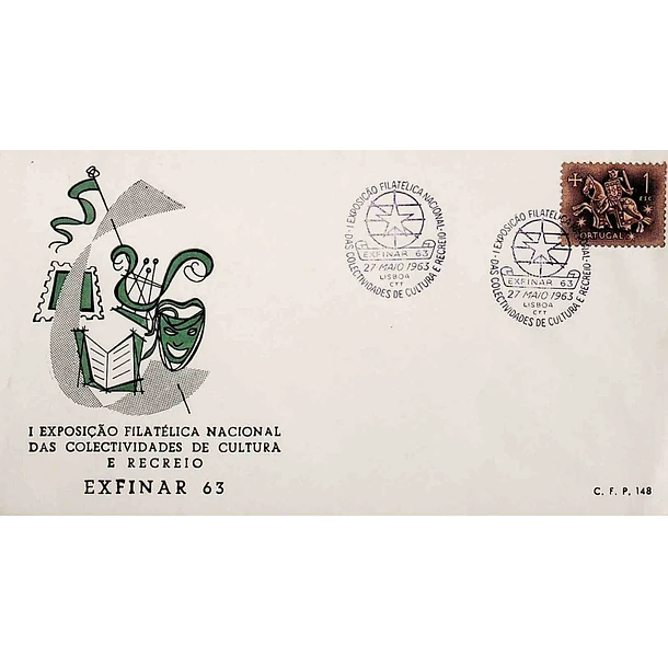 1963 Carimbo Comemorativo da 1º Exposição Filatélica Nacional das Colectividades de Cultura e Recreio
