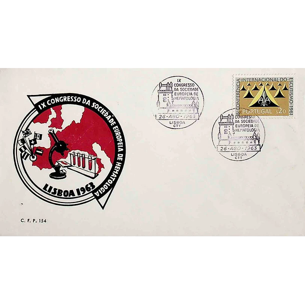 1963 Carimbo Comemorativo do 9º Congresso da Sociedade Europeia de Hematologia