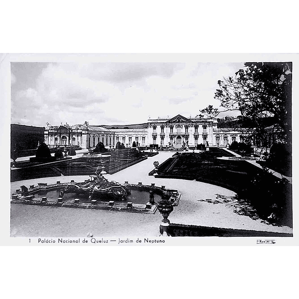 1950's Bilhete Postal de Queluz. Palácio Nacional. Jardim de Neptuno 1