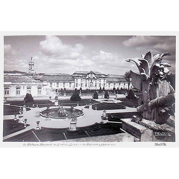 1950's Bilhete Postal de Queluz. Palácio Nacional. Jardins de Neptuno 1