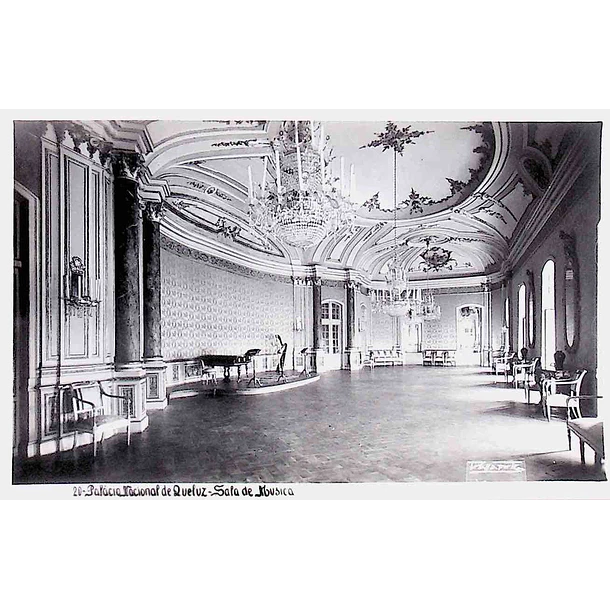 1950's Bilhete Postal de Queluz. Palácio Nacional. Sala de Música 1