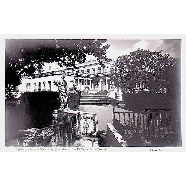 1950's Bilhete Postal de Queluz. Palácio Nacional. Escadaria dos Leões 1