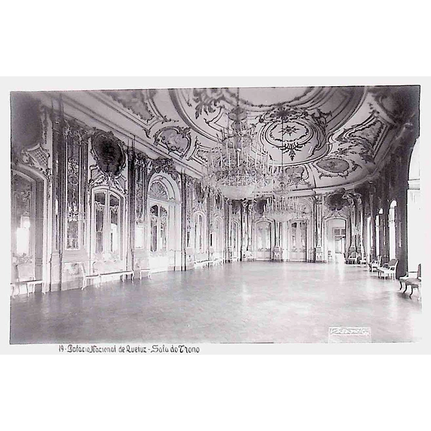 1950's Bilhete Postal de Queluz. Palácio Nacional. Sala do Trono 1