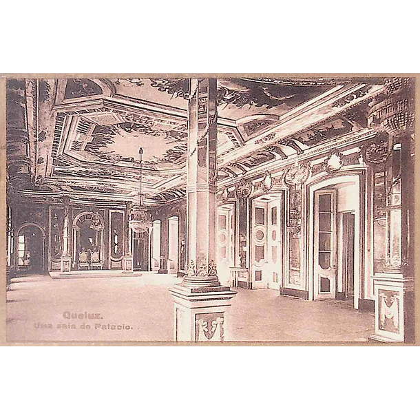 1940's Bilhete Postal de Queluz. Uma sala do Palácio