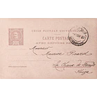 1899 Bilhete Postal Inteiro D. Carlos 30 r. + 30 r. Castanho enviado de Lisboa para La Chaud de Fonds 1