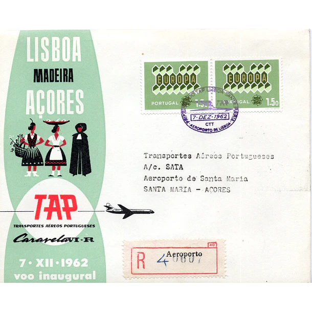 1962 1º Voo TAP Lisboa - Madeira - Açores (Lisboa - Santa Maria) 1