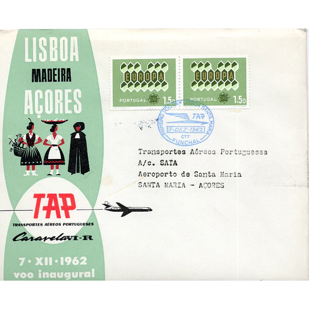 1962 1º Voo TAP Lisboa - Madeira - Açores (Funchal - Santa Maria) 1