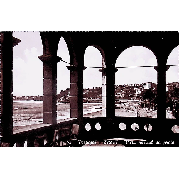 1940's Bilhete Postal do Estoril. Vista Parcial da Praia