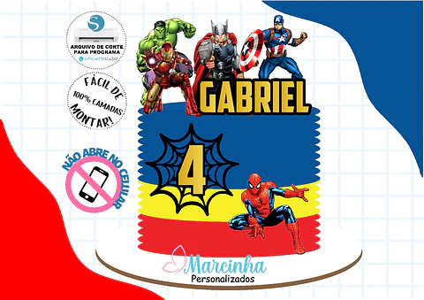Arquivo de Corte Topo de Bolo Os Vingadores