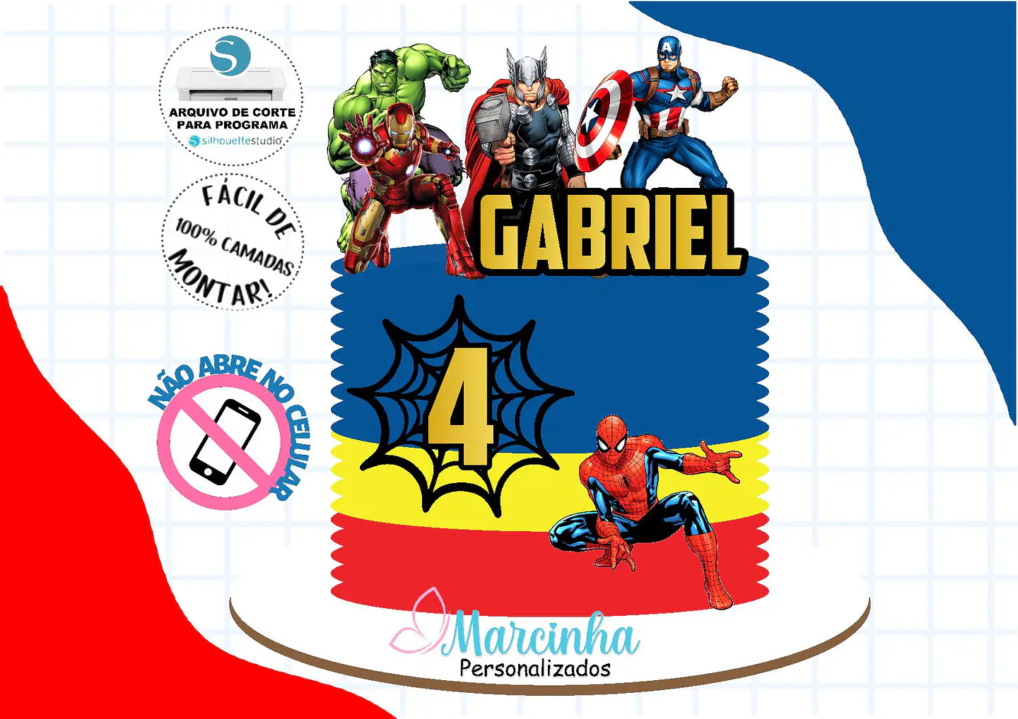 Arquivo de Corte Topo de Bolo Os Vingadores 1