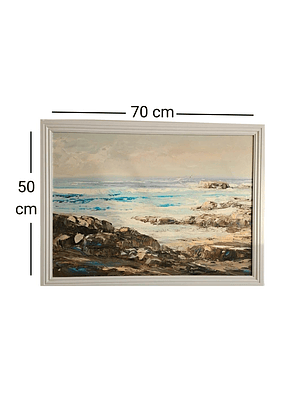  Cuadro decorativo marina Rocas al atardecer enmarcado 50x70 MDF 