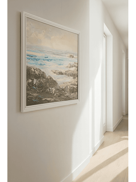  Cuadro decorativo marina Rocas al atardecer enmarcado 50x70 MDF  3