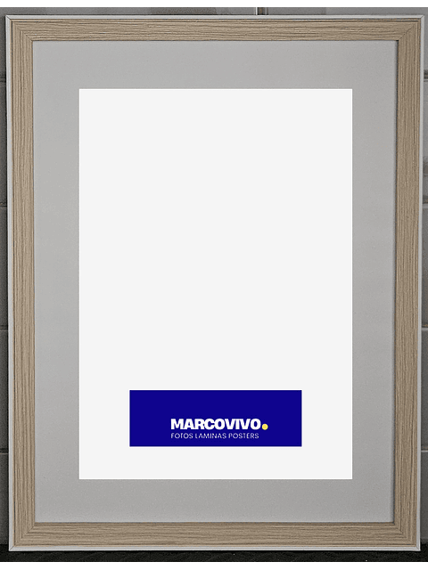 Marco madera MDF color abeto liso bisel blanco 30x40 vidrio 2