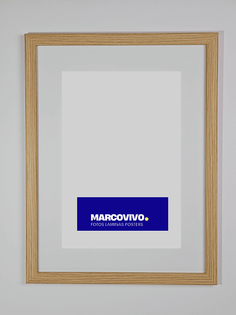 Marco madera MDF color madera natural liso delgado 30x40 vidrio 1